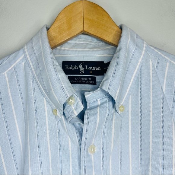 Ralph Lauren Blue Classic Striped Oxford Yarmouth Shirt 16.5 - Picture 6 of 7